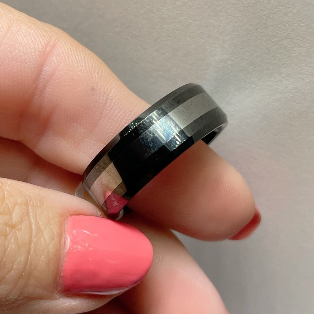 TORQUE Size 10 Tungsten Carbide Beveled Ceramic Finish Comfort Fit 8mm -